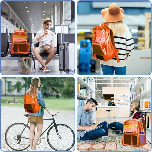 Clear Backpack Heavy Duty TPU Transparent Backpack for Sports,Work,Security Travel.(Orange) in Saudi Arabia