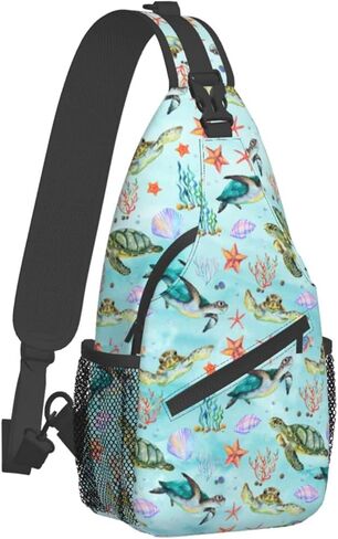 Sea Turtle Beach Cute Sling Backpack, Outdoor Crossbody Daypack Bag in Saudi Arabia