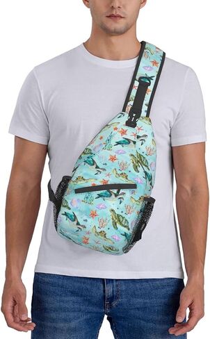 Sea Turtle Beach Cute Sling Backpack, Outdoor Crossbody Daypack Bag in Saudi Arabia