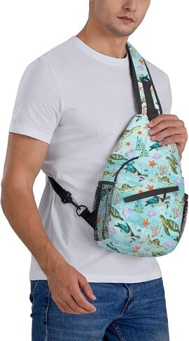 Sea Turtle Beach Cute Sling Backpack, Outdoor Crossbody Daypack Bag in Saudi Arabia