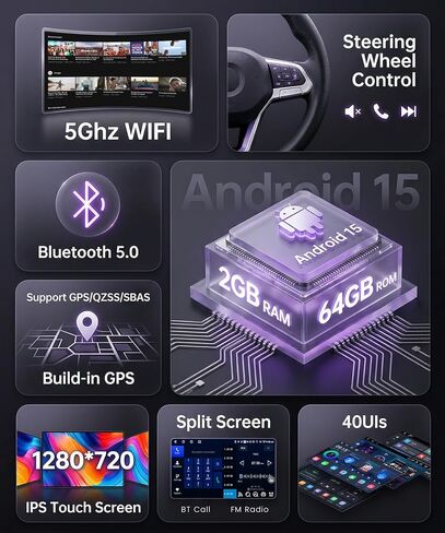 5Ghz WiFi Android 15 Car Radio for Toyota Tacoma 2005-2013,9 Inch HD IPS Screen,32-Bnad EQ,Bluetooth 5.0,Wireless Carplay,Android Auto,Dual USB Port,GPS,HD Backup Camera,2G+64G in Saudi Arabia