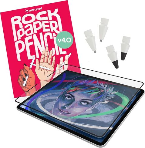 Astropad Rock Paper Pencil v4.0 — Paper Feel Matte Screen Protector for iPad Pro 13″ (M4, M5) & iPad Air 13″ (M2/M3/M4) + 4 Apple Pencil Tips (2 Ballpoint, 2 Graphite) — NanoCling, Reusable, Residue Free — Fits Apple Pencil 1st & 2nd Gen & Pencil Pro in Saudi Arabia