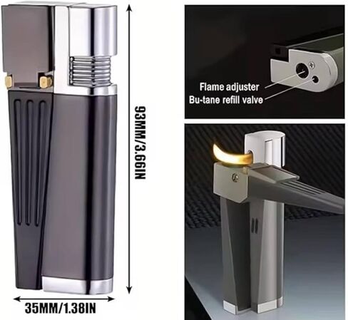 Portable Lighter, Refillable Butane Gas Soft Flame Lighter, Adjustable Flame, Gift for Friends Lovers Family (Fuel Not Included) in Kuwait