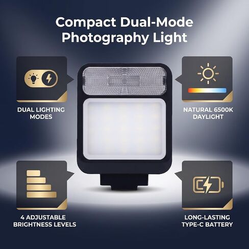 Camera LED Video Light 6500K GN8 450mAh Flash Mode in Saudi Arabia