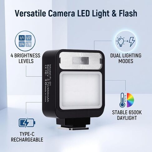 Camera LED Video Light 6500K GN8 450mAh Flash Mode in Saudi Arabia