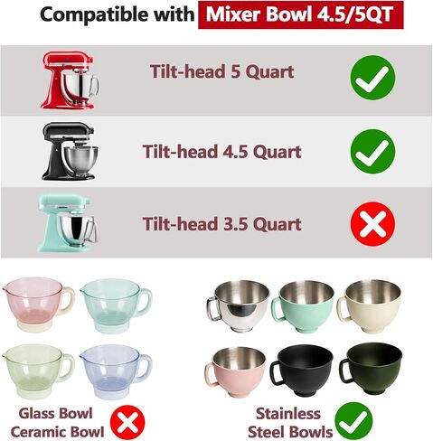 3 Pack Silicone Bowl Liners with Lids for KitchenAid 5QT Tilt Head Mixer, Collapsible Food-Grade Bowl Inserts, Thick Heat/Cold Resistant Silicone Mixing Bowl Liners in Kuwait