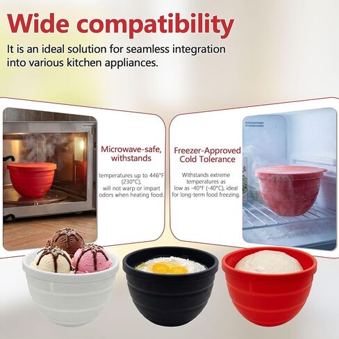 3 Pack Silicone Bowl Liners with Lids for KitchenAid 5QT Tilt Head Mixer, Collapsible Food-Grade Bowl Inserts, Thick Heat/Cold Resistant Silicone Mixing Bowl Liners in Kuwait
