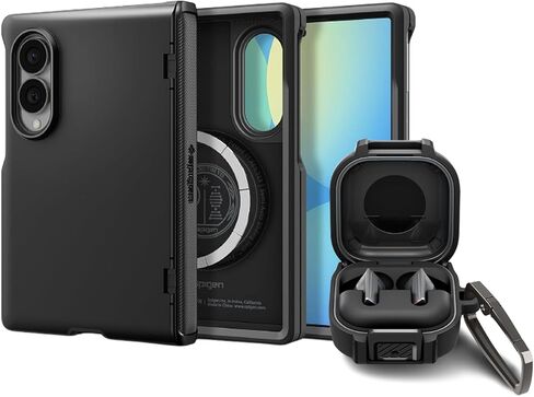 Spigen Slim Armor Pro MagFit Galaxy Z Fold 8 Case and Lock Fit Buds 4/4Pro Case Bundle - Black in Saudi Arabia