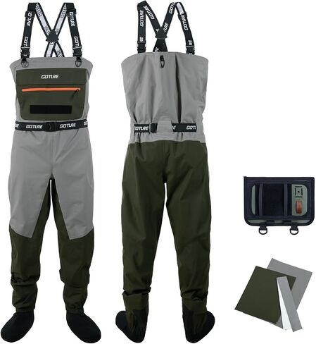 Goture 5-Layer Breathable Stocking Foot Waders & Waist Gear, 5 Sizes in Saudi Arabia