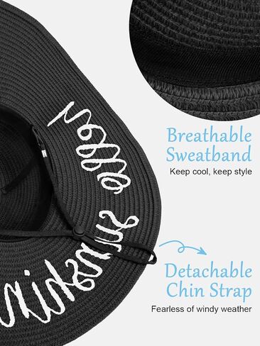 Floppy Beach Sun Hats for Women, Wide Brim Summer Straw Hat Black in Saudi Arabia