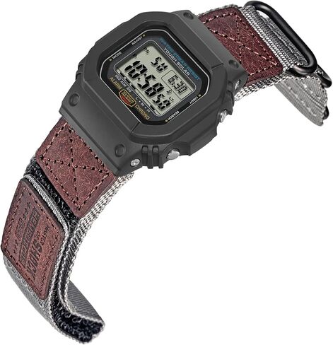 HEMSUT Quick Release 16mm Military Tactical Watch Band for Casio | Shock-Resistant Nylon & Leather Strap | Compatible with GA-100, DW-5600, DW-6900, GW-M5610, GBD-800 Series & More in Saudi Arabia