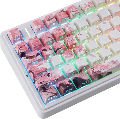 Tsungup PBT Keycaps Cherry Blossom Keycap Set-Sakura Pink Keycaps 131 Keys in Saudi Arabia
