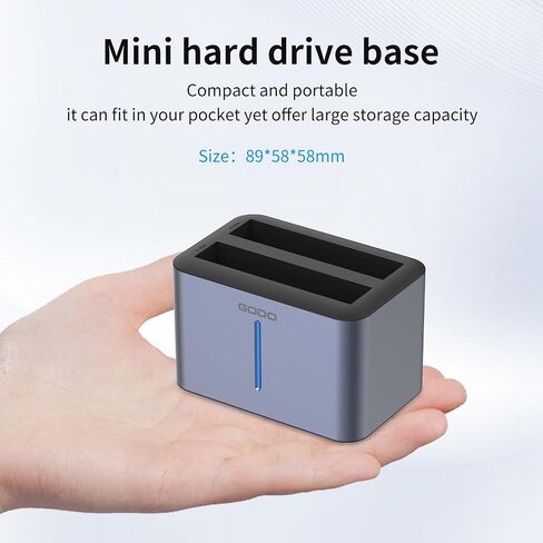GODO USB 3.0 to SATA I/II/III RGB Dual-Bay Aluminum External Hard Drive Enclosure, Compatible with 2.5-inch SATA HDDs and SSDs, Supports up to 2×8TB Drives in Saudi Arabia