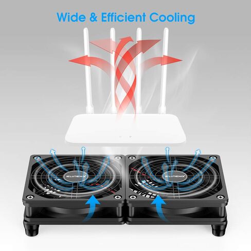ELUTENG Dual DC 120mm Case Fan with Power Adapter, Powerful 12V Ventilator Fan for Laptop Receiver DVR PlayStation Xbox Desk Computer Cabinet Cooling in Kuwait
