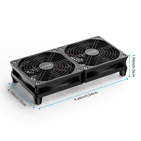 ELUTENG Dual DC 120mm Case Fan with Power Adapter, Powerful 12V Ventilator Fan for Laptop Receiver DVR PlayStation Xbox Desk Computer Cabinet Cooling in Kuwait