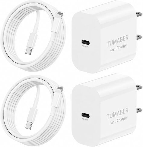 20W Rapid USB C Wall Super Fast Chargers Block Power Plug with 6Ft Type C to Lightning Cable, (MFi Certified) Lightning Charging Cord for iPhone 14 13 12 11 Pro Max Plus Air Mini iPad -Albedo 2Pack in Saudi Arabia