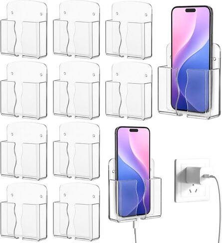 10 Pack Clear Wall Mount Phone Holder with Charging Hole in Saudi Arabia