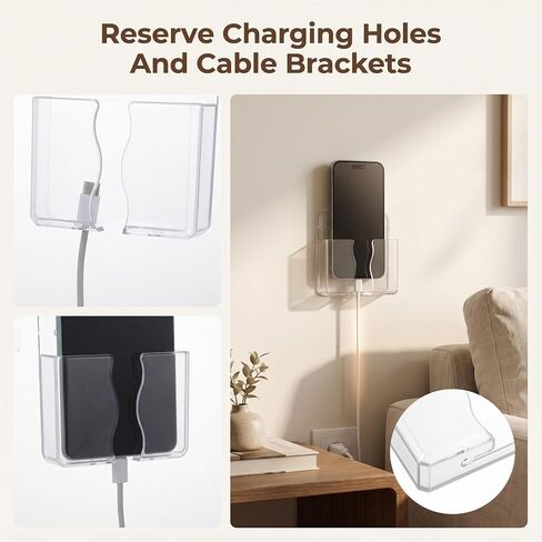10 Pack Clear Wall Mount Phone Holder with Charging Hole in Saudi Arabia