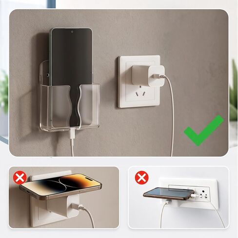 10 Pack Clear Wall Mount Phone Holder with Charging Hole in Saudi Arabia