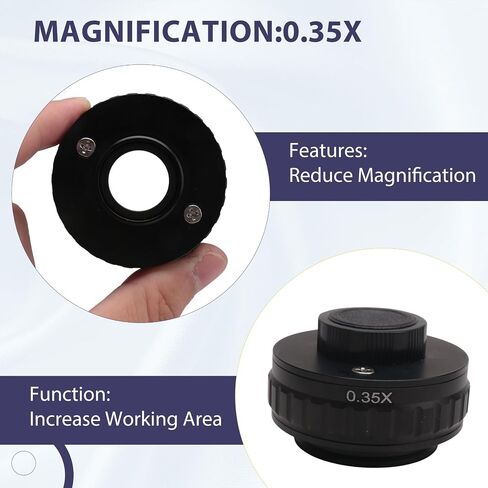 C Mount Adapters Lens 0.35X CCD for Trinocular Stereo Microscope Camera 38MM Interface Increased Field of Vision in Saudi Arabia
