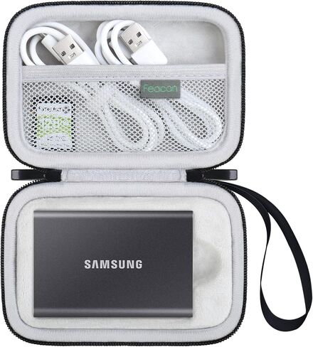 Hard Case for Samsung T7 / T7 Shield / T7 Touch Portable SSD Extenal Solid State Drive 500GB 1TB 2TB 4TB - USB 3.0 USB 3.2 Travel Case Protective Cover Storage Bag (Case Only), Black in Saudi Arabia