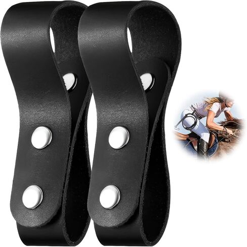 Leather Whip Holster, 2 Pcs Premium Handmade Belt Whip Holder & Bullwhip Loop for Lasso Rope & Whips, Versatile Accessory for Costumes, Riding, and Collectibles, 1.2" x 5.4" in Kuwait