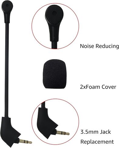 3.5mm Jack Replacement Microphone Boom Noise Cancellation Mic Fit for Kingston HyperX Cloud, Cloud 2, Cloud Core, Cloud Pro Silver, Cloud X & Cloud II 1st Version Use for Xbox One PC Gaming in Saudi Arabia