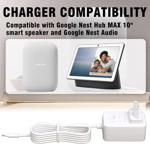 24V Charger Compatible with Google Nest Hub MAX Smart Speaker Google Nest Audio,Power Cord for 10" Smart Display Wall in Saudi Arabia