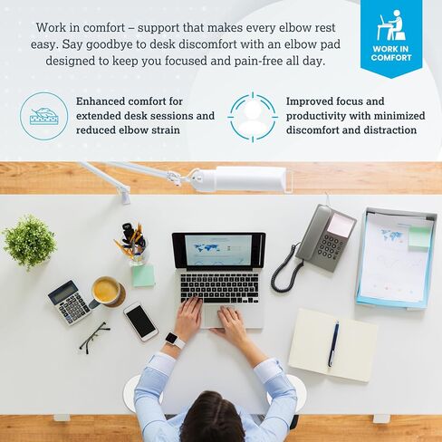 Technogel Ergonomic Elbow Pads Set of 2 – Portable Gel Desk Cushions for Remote Work & Flexible Desks – Helps Reduce Pressure on Arms & Wrists, Restorable Stickiness – OEKOTEX 100 Certified, (Gray) in Saudi Arabia