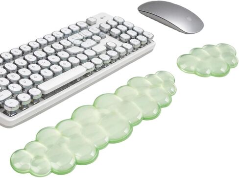 Cloud-Shaped Gel Wrist Rest Set, Transparent Silicone with PU Base, Keyboard and Mouse Pad Support (Light Blue) in Saudi Arabia
