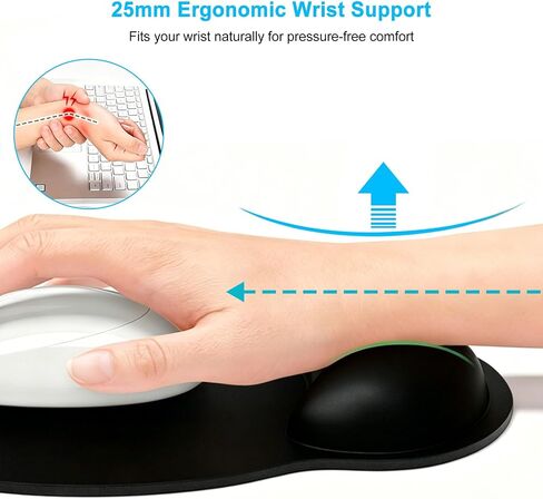 Mouse Pad with Wrist Rest, Comfortable Computer Mousepad with Wrist Support Portable Mouse Pad Non-Slip Base for Laptop, Office & Home in Kuwait