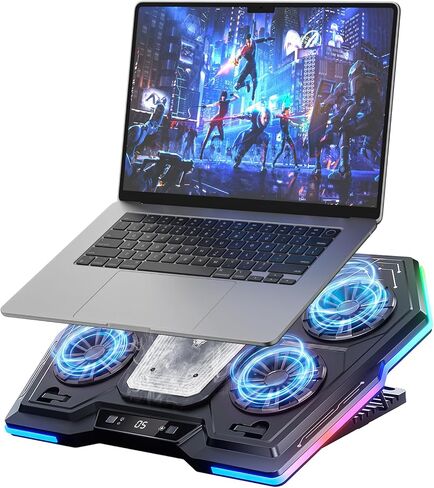 D13 13-17.8" Laptop Cooling Pad, 6 Quiet Cooler Fans, RGB, Black in Saudi Arabia