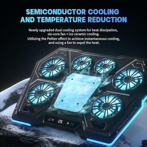 D13 13-17.8" Laptop Cooling Pad, 6 Quiet Cooler Fans, RGB, Black in Saudi Arabia