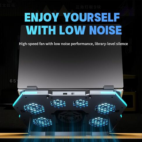 D13 13-17.8" Laptop Cooling Pad, 6 Quiet Cooler Fans, RGB, Black in Saudi Arabia