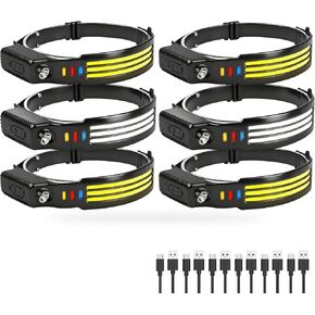 6Pack LED Headlamp Rechargeable, 1200 High Lumen Head Lamp ﻿ in Saudi Arabia