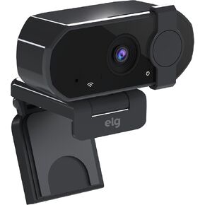 كاميرا ويب ELG Full HD 1080p مع ميكروفون وغطاء للخصوصية، تركيز تلقائي، ميكروفون لإلغاء الضوضاء، دوران 360 درجة، كاميرا ويب USB للكمبيوتر الشخصي/Mac/الكمبيوتر المحمول، Zoom/Teams/Skype، متضمن محول USB-C، أسود in Kuwait