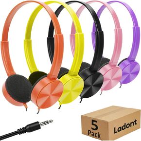 Kids Headphones Bulk 5 Pack On Ear 3.5mm for School Swivel Ear Wired in Saudi Arabia