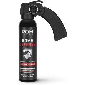 POM Pepper Spray Home Defense Unit, Maximum Strength OC Spray with Pistol Grip Handle and Safety Pin, 25 ft Range, UV Marking Dye, Easy Aim Design, Made in USA in Saudi Arabia