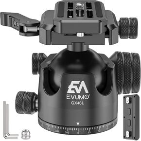 رأس كرة رافعة EVUMO GX46L للتصوير الفوتوغرافي والرماية، حامل رأس كروي ثلاثي القوائم منخفض الحجم 46 مم مع لوحة إطلاق سريعة Arca Swiss وسكة حديد Mlok Arca، متوافق مع تلسكوب كاميرا الفيديو DSLR in Kuwait
