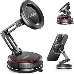 SYNCWIRE for MagSafe Car Mount [3-Axis] جل لاصق نانو + حامل هاتف مغناطيسي قوي للوحة القيادة والزجاج الأمامي، قابل للتعديل 360 درجة لهاتف iPhone 17 16 15 14 13 12، Samsung، أسود مطفي in Kuwait