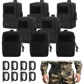 8 Pcs Molle Pouches Tactical Molle Pouch Vest Pouch Cell Phone Belt Pouch Waterproof Waist Bag Pack Utility EDC Pouch Bag Compact Accessories Gadget Pocket Organizer with 8 Pcs D-Ring Grimlock（Black） in Saudi Arabia