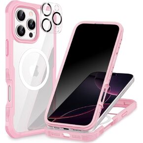 حافظة CENHUFO للخصوصية لهاتف iPhone 12/iPhone 12 Pro، حافظة هاتف كاملة الجسم مع واقي شاشة للخصوصية من الزجاج المقوى 9H مدمج وواقي عدسة الكاميرا، غطاء شفاف مقاوم للصدمات - أسود in Kuwait