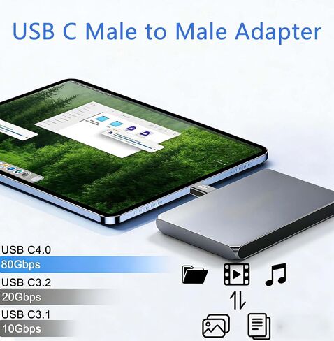 80Gbps USB C Male to Male Adapter, 240W Fast Charging and 8K@60Hz Video, USB C to USB C Adapter for Thunderbolt 4/3, MacBook Pro/Air, Laptop, Phones and More Type C Devices 2 Pack in Saudi Arabia