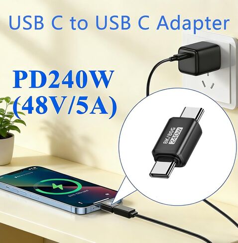 80Gbps USB C Male to Male Adapter, 240W Fast Charging and 8K@60Hz Video, USB C to USB C Adapter for Thunderbolt 4/3, MacBook Pro/Air, Laptop, Phones and More Type C Devices 2 Pack in Saudi Arabia