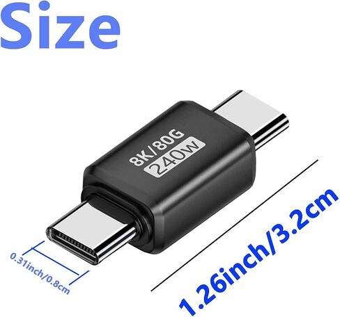 80Gbps USB C Male to Male Adapter, 240W Fast Charging and 8K@60Hz Video, USB C to USB C Adapter for Thunderbolt 4/3, MacBook Pro/Air, Laptop, Phones and More Type C Devices 2 Pack in Saudi Arabia