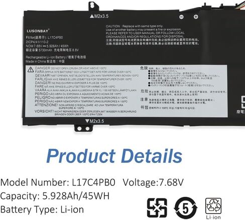 L17C4PB0 L17M4PB0 Laptop Battery for Lenovo Flex 6-14ARR 6-14IKB IdeaPad 530S-14IKB 530S-15IKB Yoga 530-14ARR 530-14IKB XiaoXin Air 14 2018 14IKBR 14ARR 15 2018 L17C4PB2 L17M4PB2 Replacment Battery in Kuwait