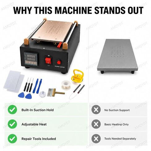 LCD Screen Separator Machine, Mobile Phone Screen Separator with Built-in Vacuum Pump, Digital Temperature Control, PTC Aluminum Heating Plate and Silicone Pad for Smartphone Touchscreen Repair in Saudi Arabia