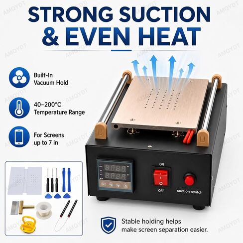 LCD Screen Separator Machine, Mobile Phone Screen Separator with Built-in Vacuum Pump, Digital Temperature Control, PTC Aluminum Heating Plate and Silicone Pad for Smartphone Touchscreen Repair in Saudi Arabia