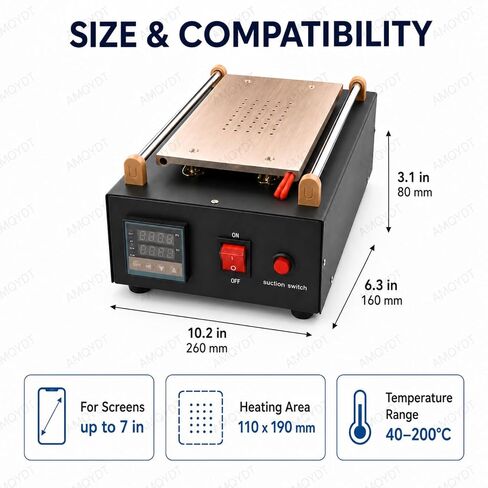 LCD Screen Separator Machine, Mobile Phone Screen Separator with Built-in Vacuum Pump, Digital Temperature Control, PTC Aluminum Heating Plate and Silicone Pad for Smartphone Touchscreen Repair in Saudi Arabia