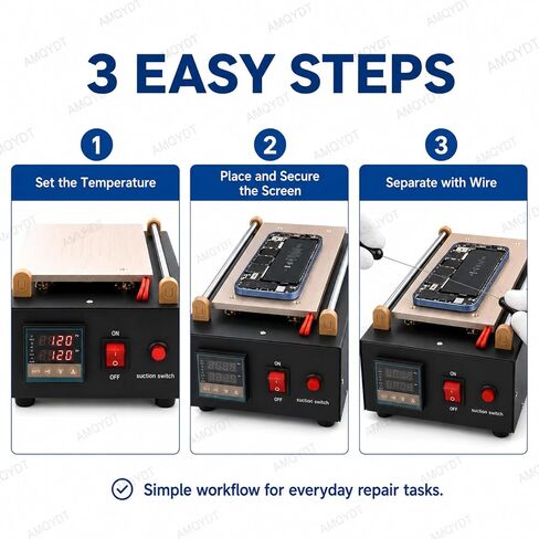 LCD Screen Separator Machine, Mobile Phone Screen Separator with Built-in Vacuum Pump, Digital Temperature Control, PTC Aluminum Heating Plate and Silicone Pad for Smartphone Touchscreen Repair in Saudi Arabia